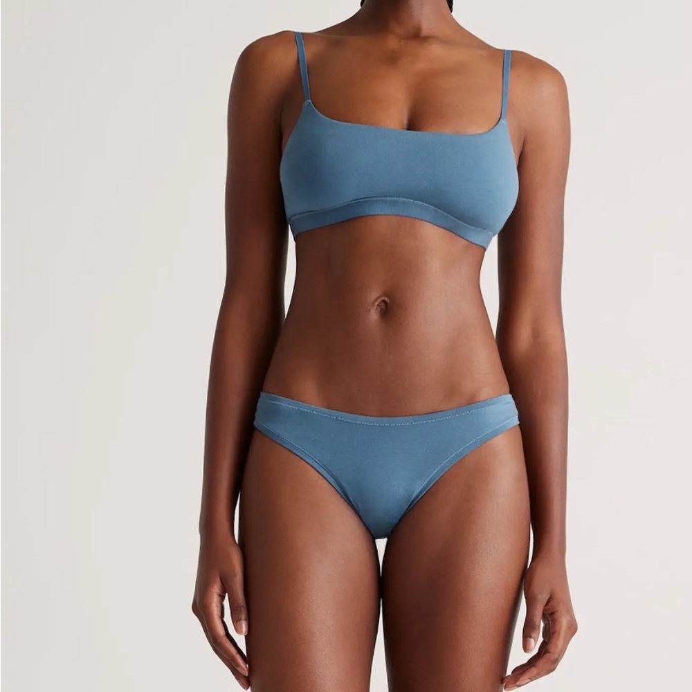 Quince Organic Cotton bikini panties in black, Ocean and White XSmall 6pk r240